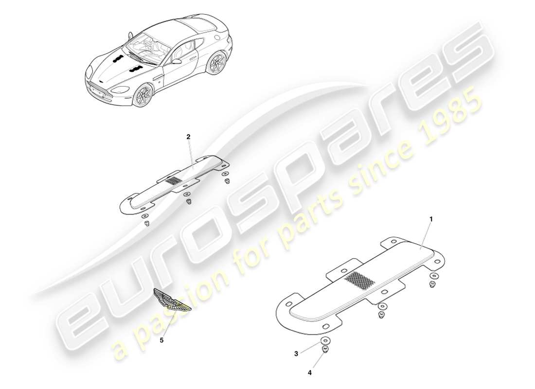 aston martin v8 vantage (2005) diagramme des pièces de garniture avant
