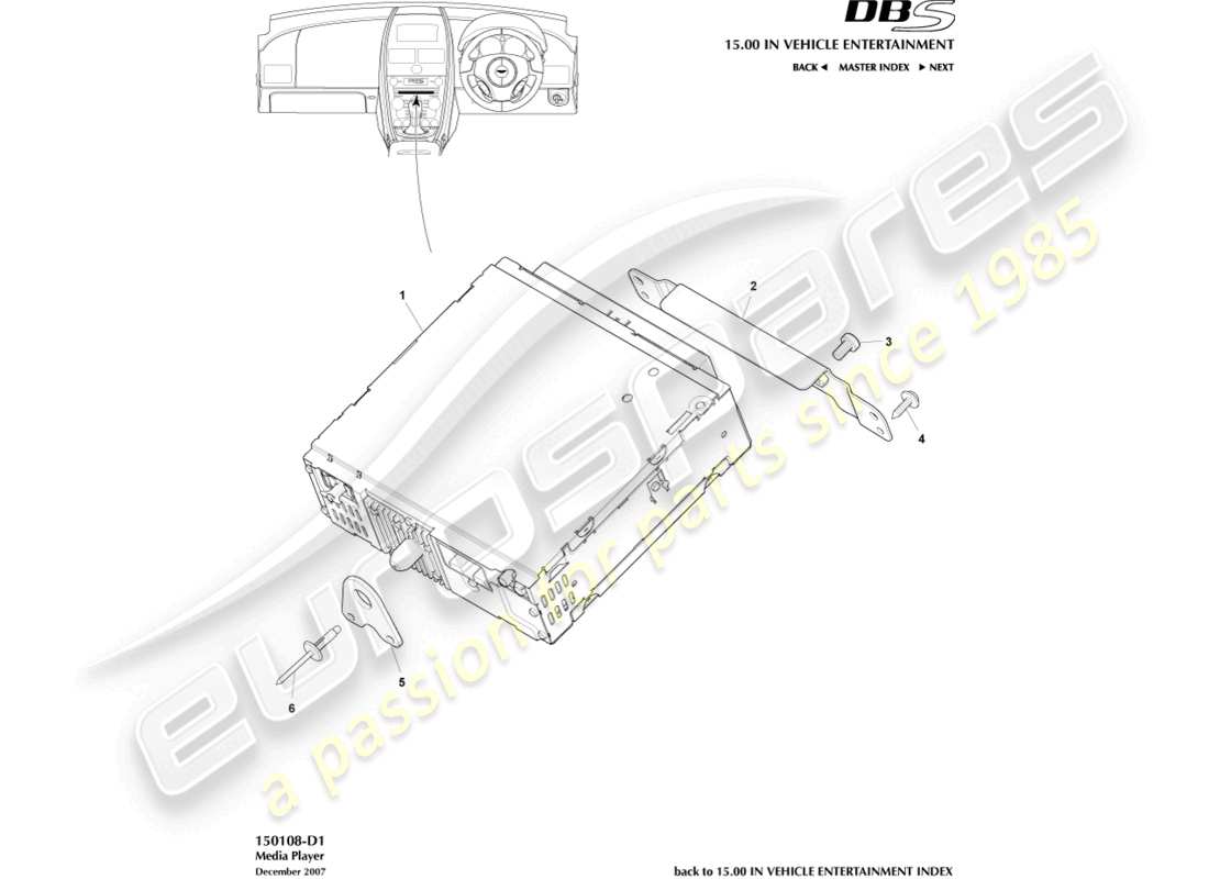 aston martin dbs (2010) diagramme des pièces du lecteur multimédia