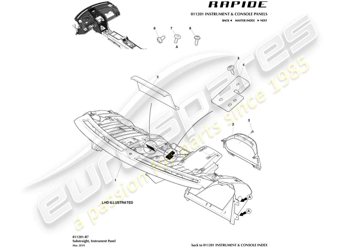 aston martin rapide (2016) diagramme des pièces du substrat ip