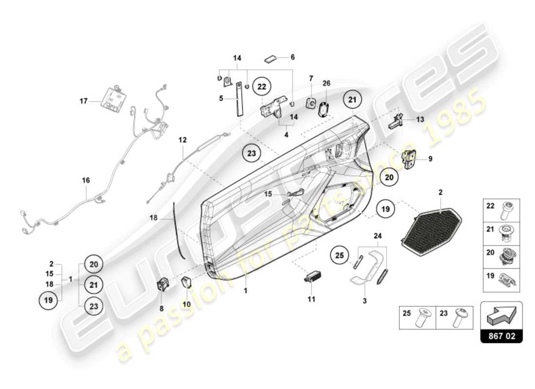 lamborghini tecnica (2024) panneau de porte schéma des pièces