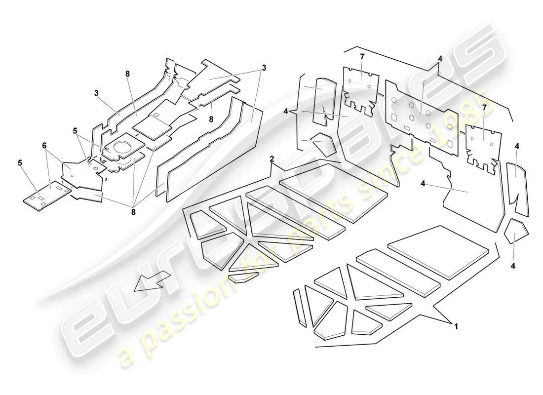 lamborghini reventon roadster absorbeurs acoustiques schéma des pièces
