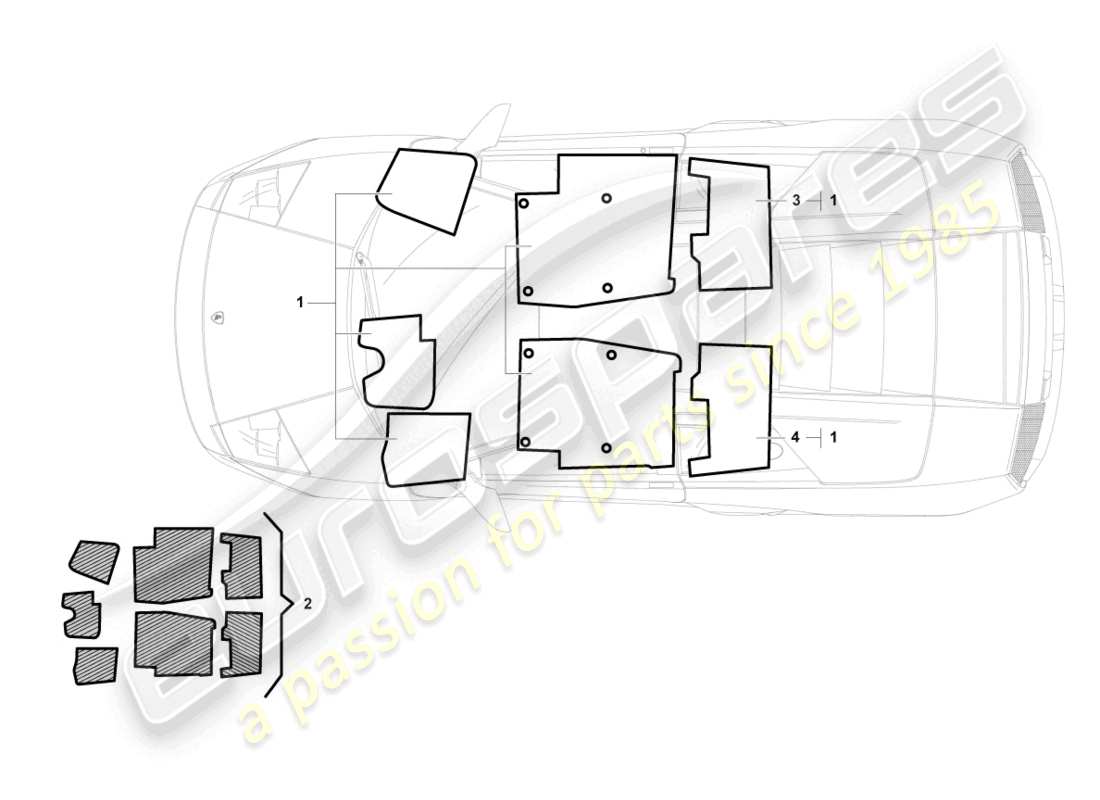 lamborghini reventon roadster revêtement de sol (tapis) schéma des pièces