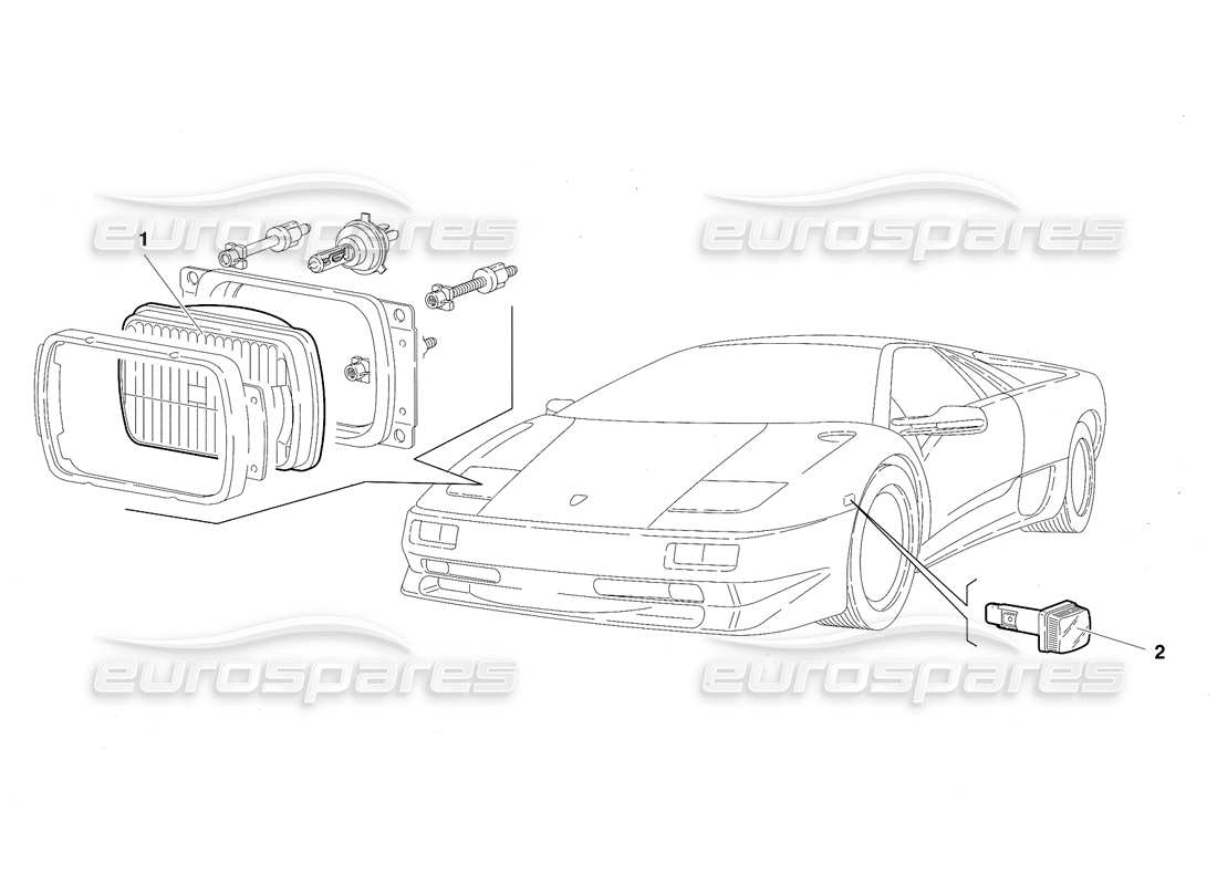 lamborghini diablo sv (1997) lumières (valable pour le japon - mars 1997) schéma des pièces