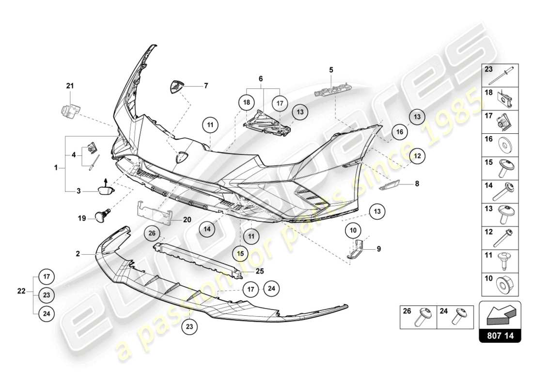 lamborghini evo spyder 2wd (2022) pare-chocs avant schéma des pièces