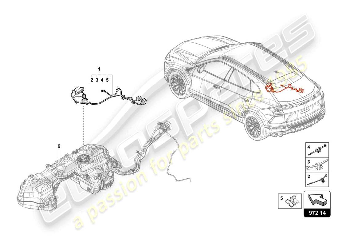 lamborghini urus (2022) jeu de câblage pour réservoir de carburant schéma des pièces