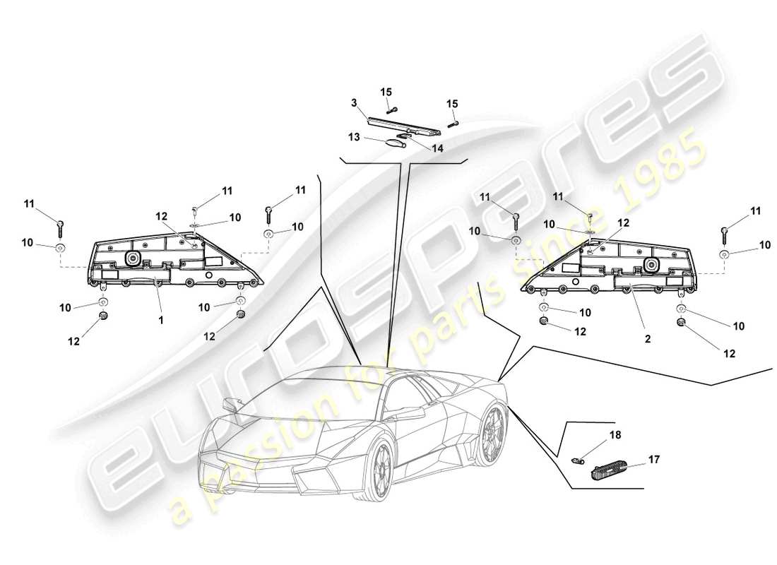 lamborghini reventon roadster feu arrière led schéma des pièces