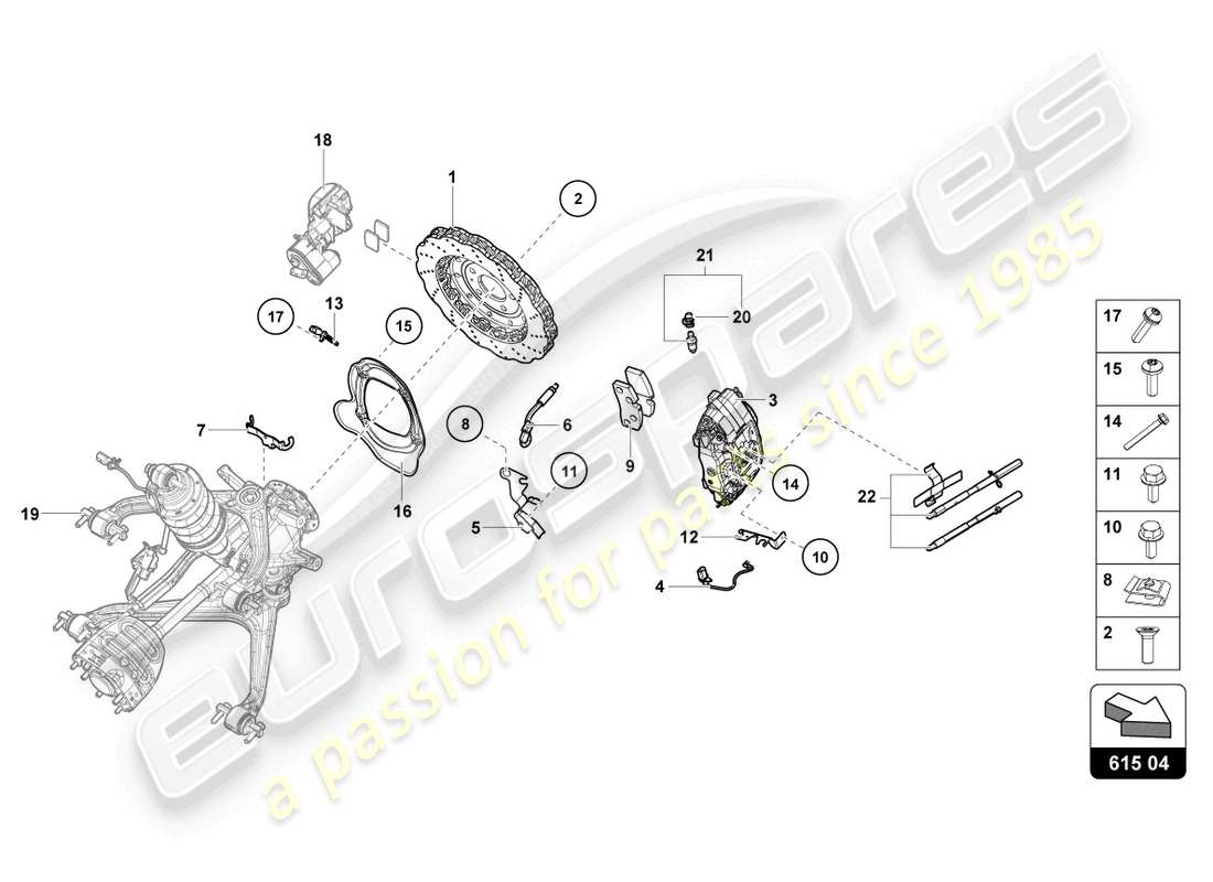 lamborghini evo spyder 2wd (2022) disque de frein (ventilé) arrière schéma des pièces