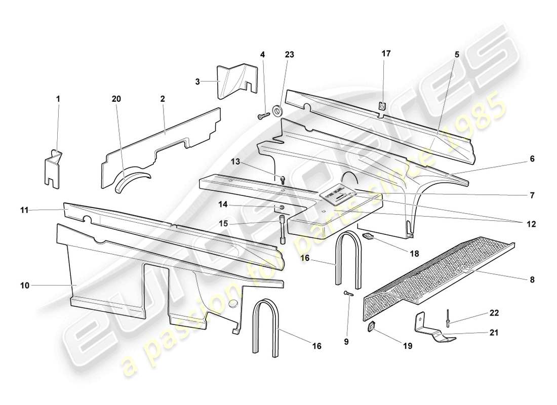 lamborghini lp640 coupe (2007) absorbeurs acoustiques schéma des pièces