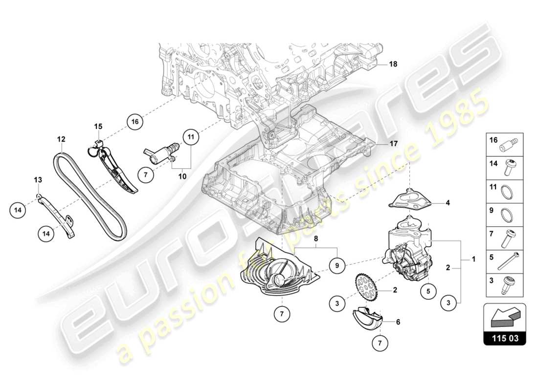 lamborghini urus performante (2024) pompe à huile schéma des pièces