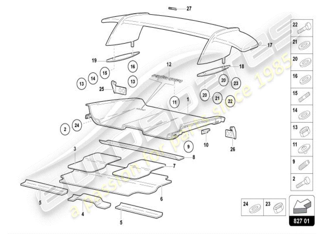 lamborghini diablo vt (1998) aileron arrière schéma des pièces