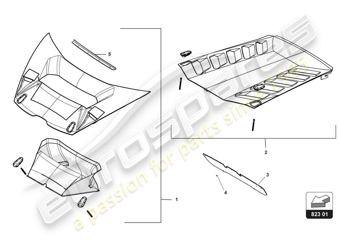 lamborghini gt3 (2017) diagramme des pièces des capot