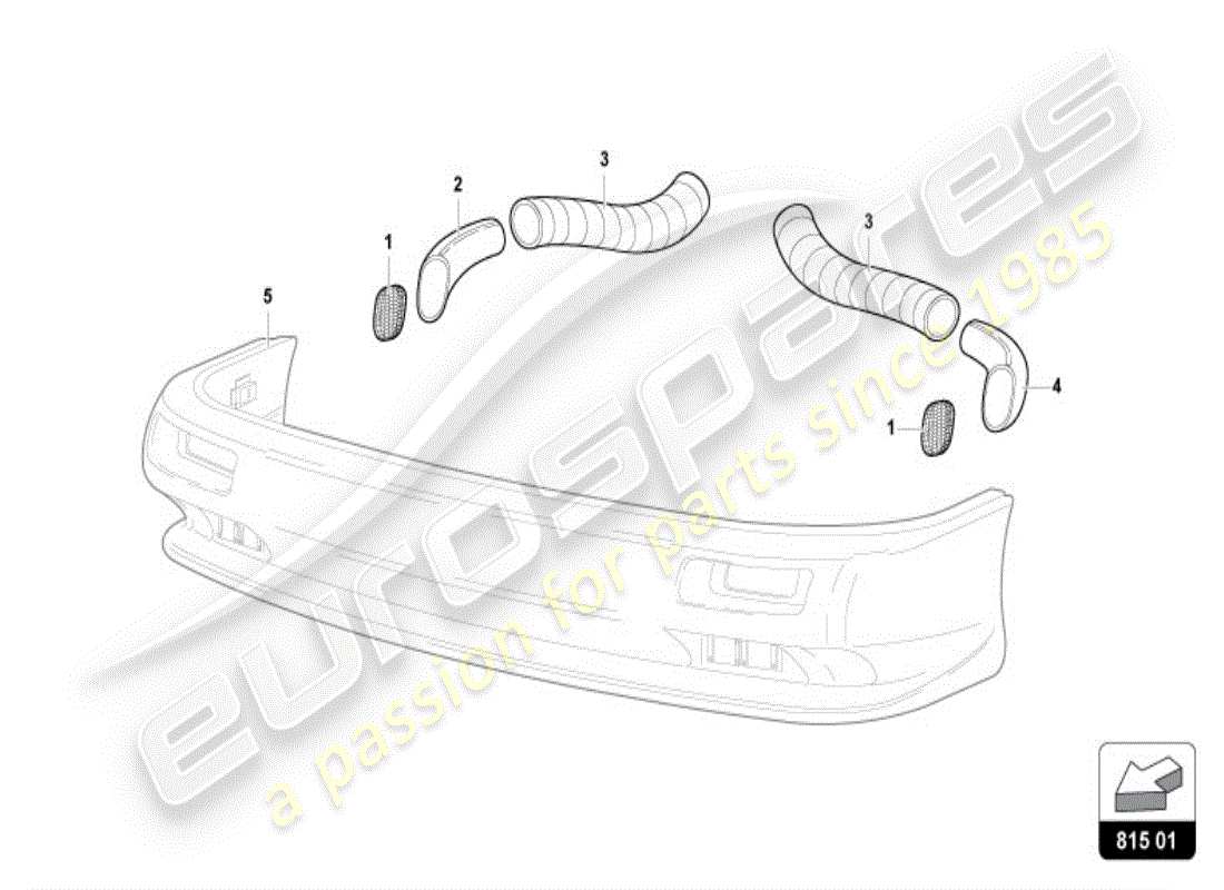 lamborghini diablo vt (1996) diagramme des pièces du conduit d'air avant en carton
