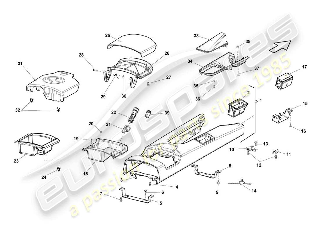 un schéma de pièces du catalogue de pièces du Lamborghini Gallardo Coupé (2007)
