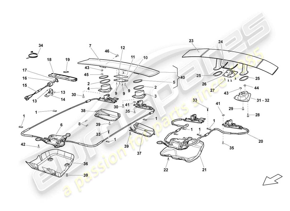 lamborghini lp560-4 coupe (2012) spoiler pour couvercle arrière schéma des pièces