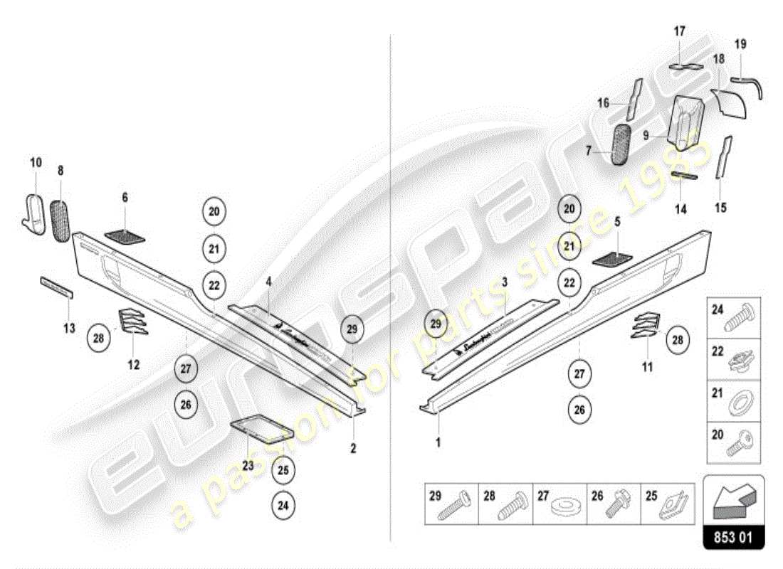 un schéma de pièces du catalogue de pièces lamborghini diablo