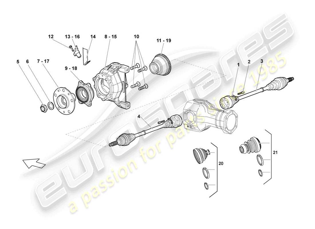 lamborghini lp670-4 sv (2010) arbre de transmission avant schéma des pièces