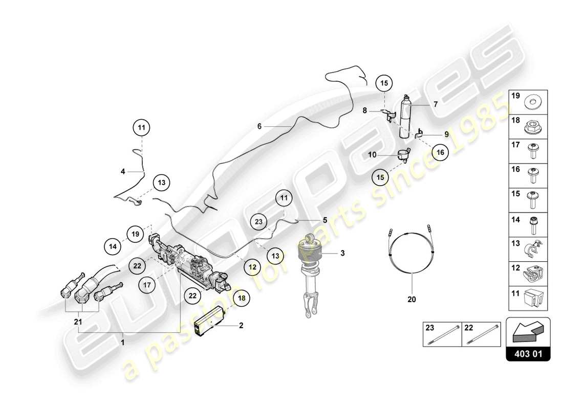 lamborghini evo spyder (2021) dispositif de levage schéma des pièces