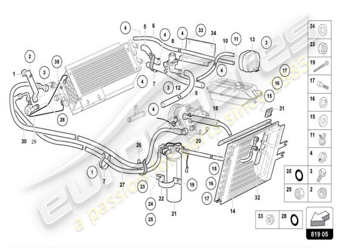 lamborghini diablo vt (1997) chauffage, climatisation. diagramme des pièces du système