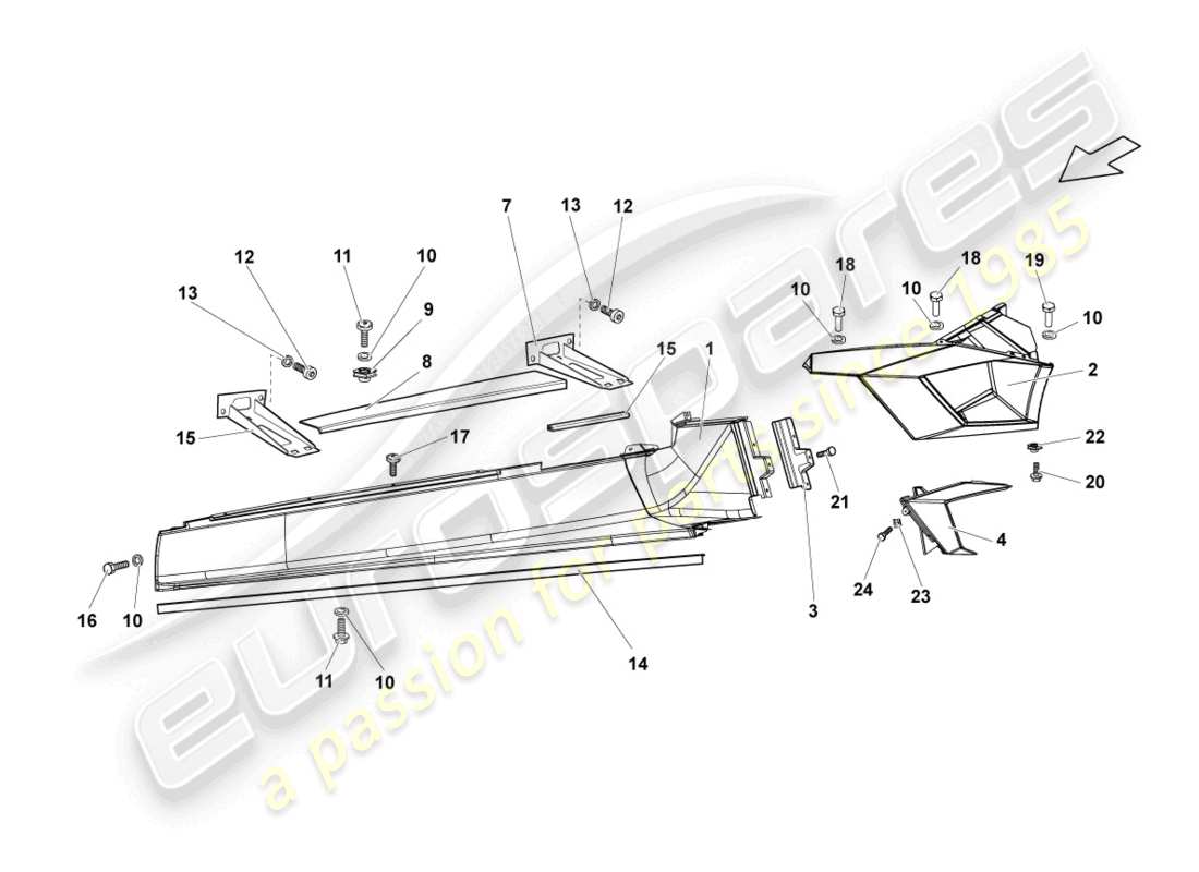lamborghini reventon partage latéral gauche schéma des pièces