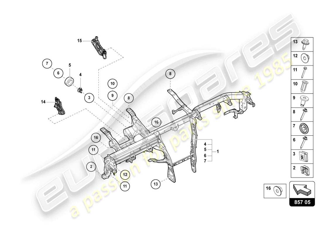 lamborghini urus (2020) traverse pour tableau de bord schéma des pièces