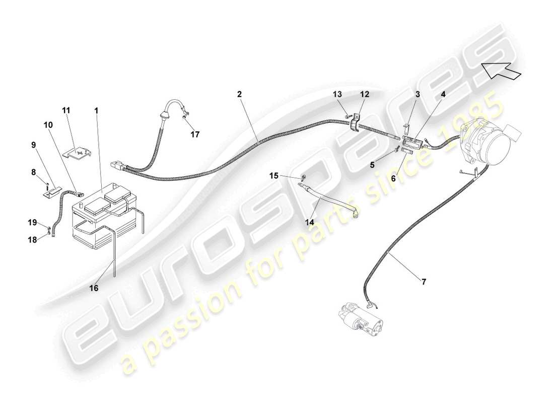lamborghini lp550-2 spyder (2011) diagramme des pièces de la batterie