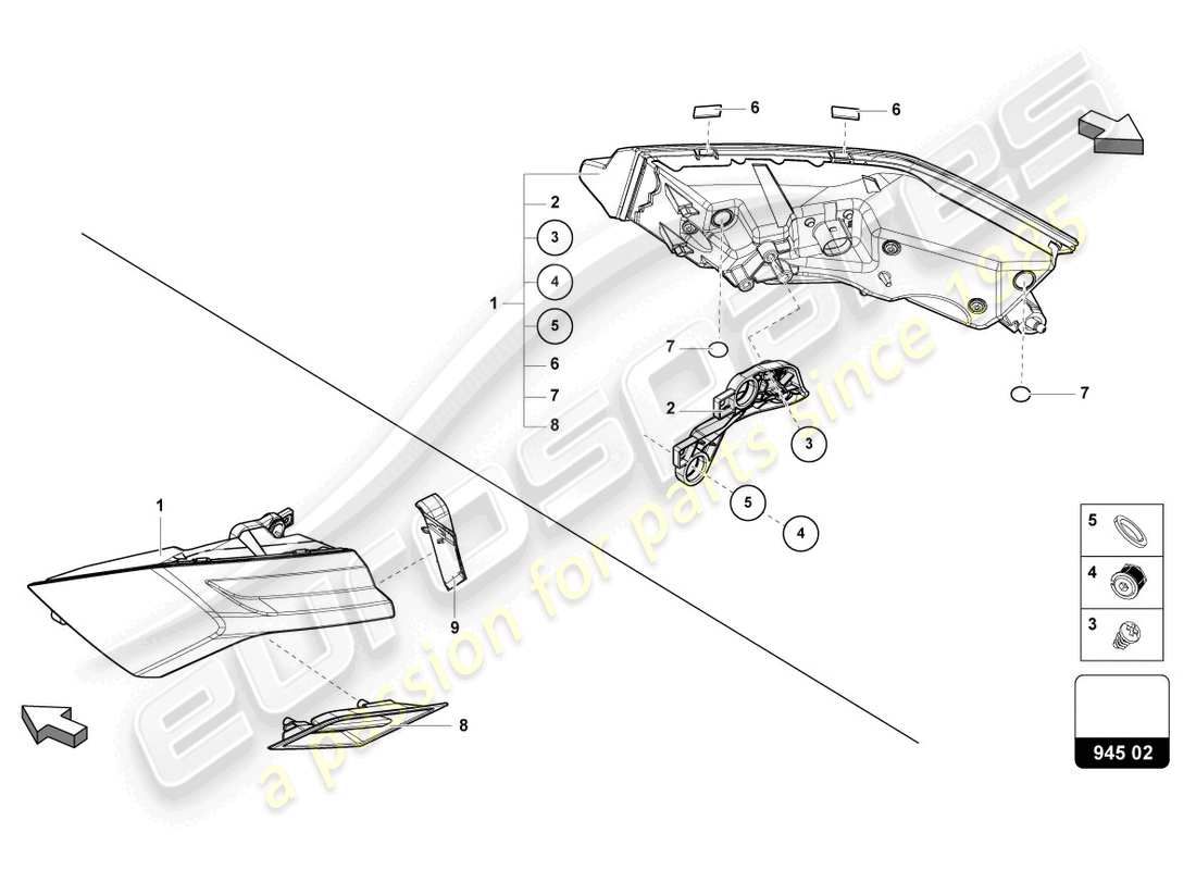 lamborghini urus (2022) feu arrière schéma des pièces