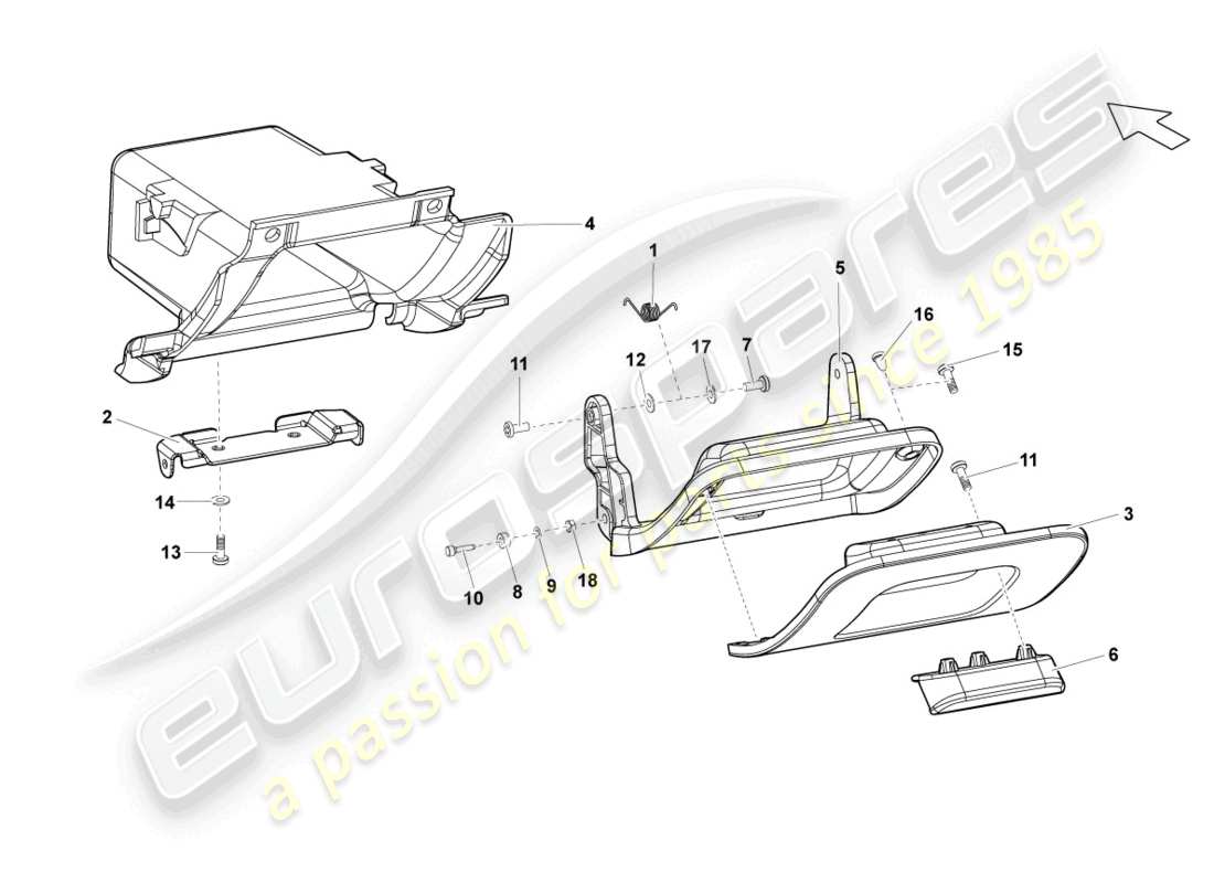 lamborghini lp560-4 spider (2014) compartiment de rangement schéma des pièces
