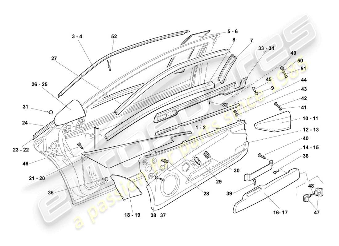 lamborghini lp640 coupe (2008) guide des fenêtres schéma des pièces