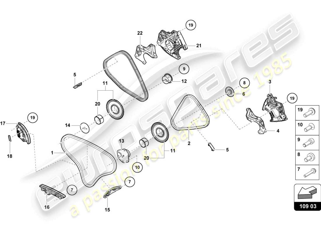 lamborghini evo spyder (2021) chaîne de distribution schéma des pièces