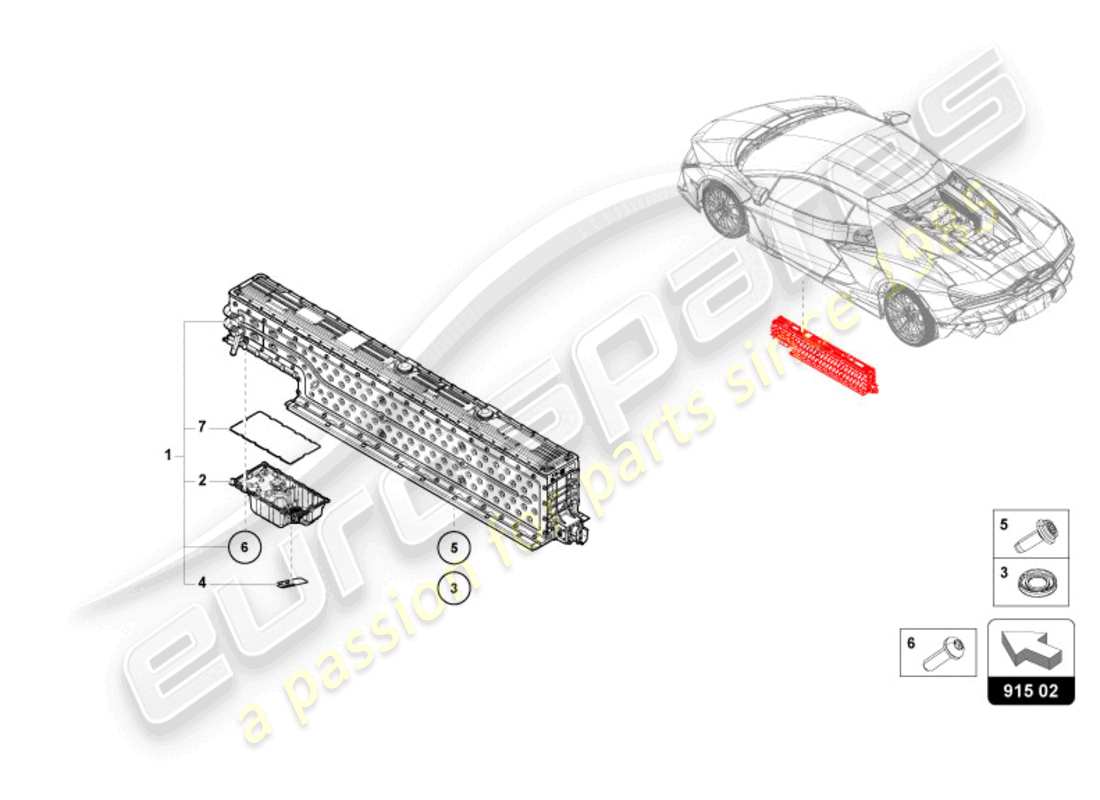 lamborghini revuelto coupe (2024) batterie haute tension schéma des pièces