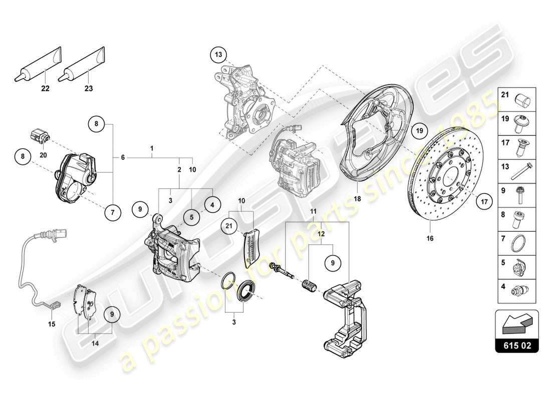 lamborghini urus (2020) frein arrière à étrier fixe schéma des pièces