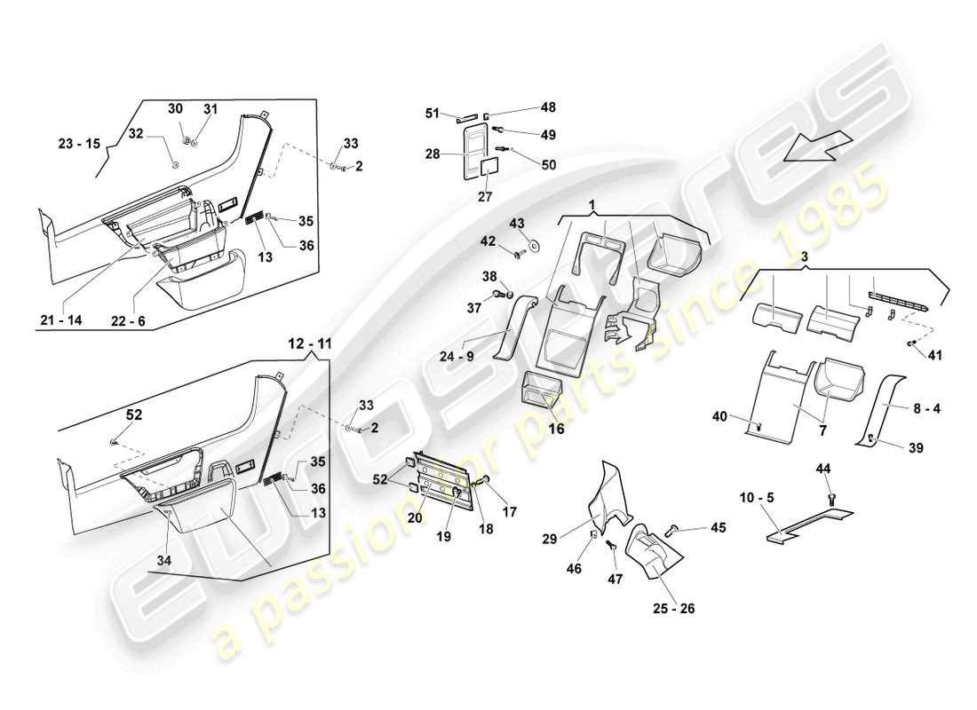 lamborghini reventon garniture de pilier schéma des pièces