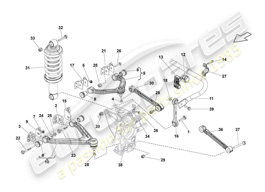 lamborghini lp570-4 sl (2011) wishbone arrière schéma des pièces