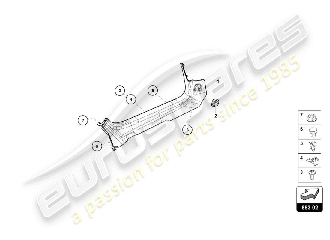 lamborghini evo spyder 2wd (2021) membre latéral schéma des pièces