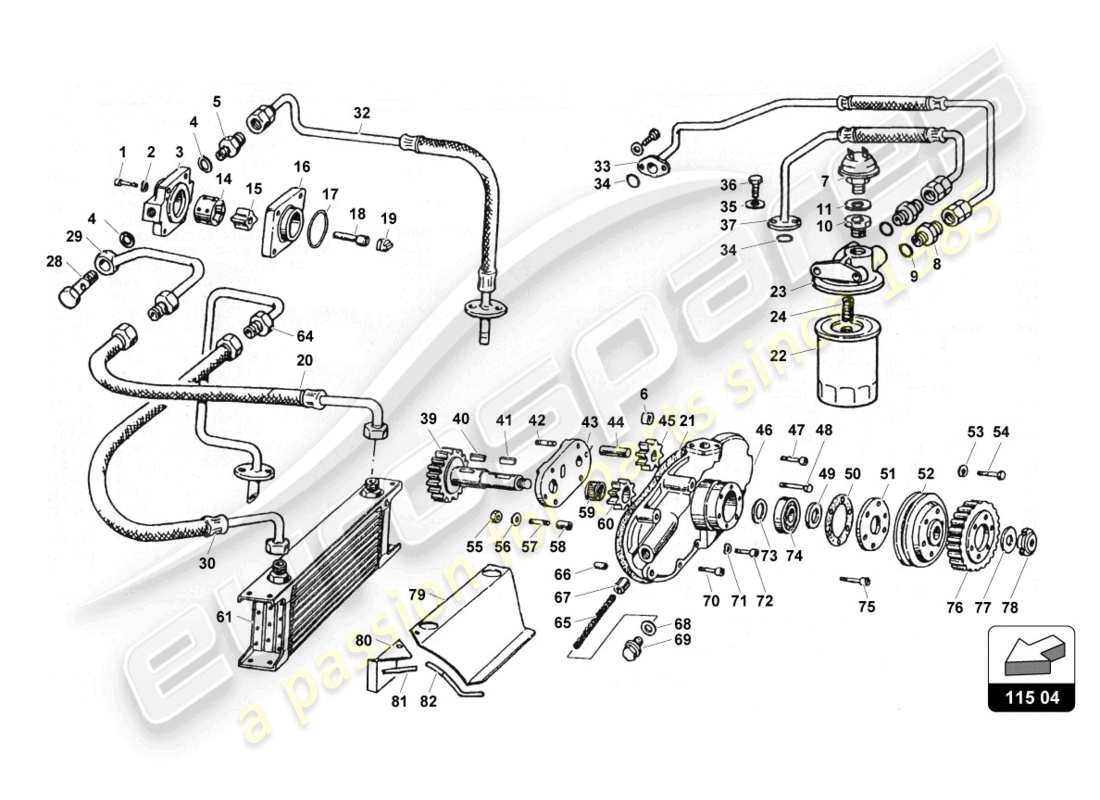 un schéma de pièces du catalogue de pièces lamborghini countach