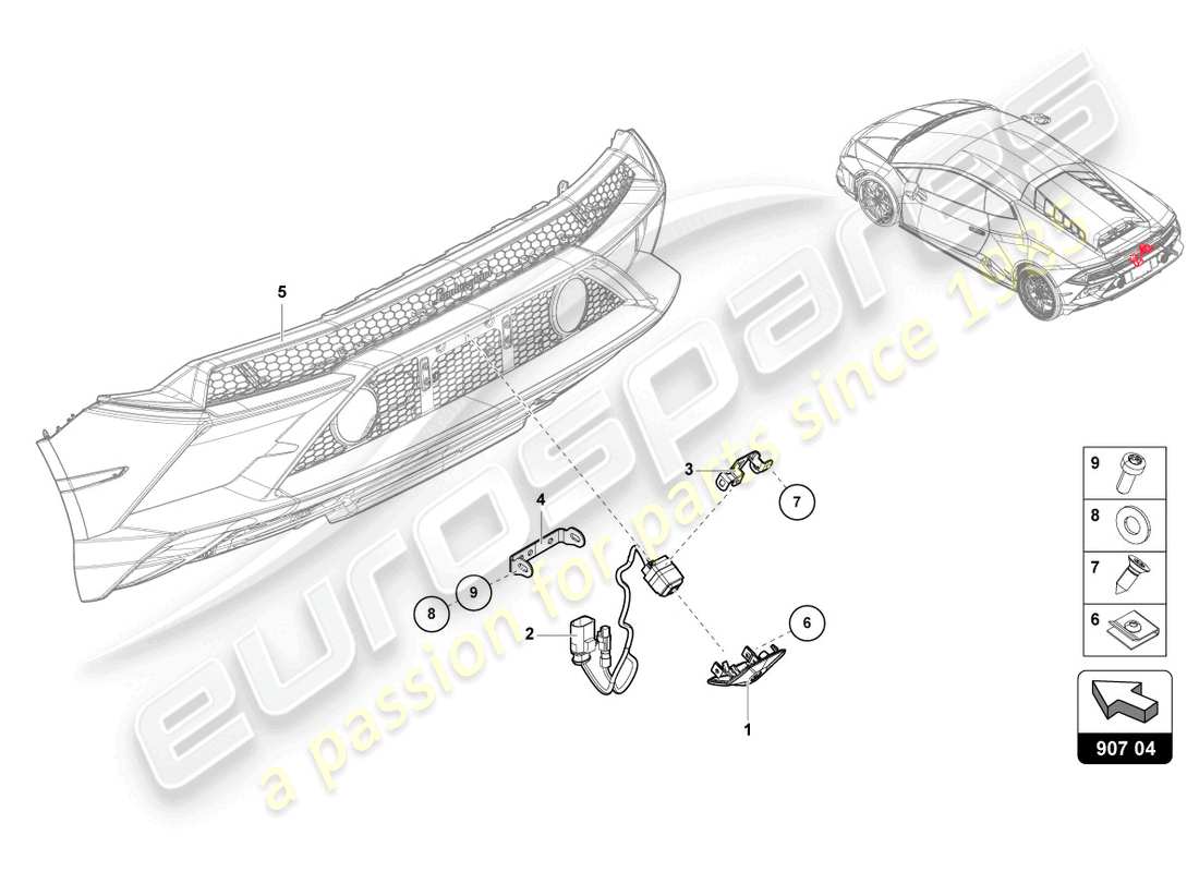 un schéma de pièces du catalogue de pièces lamborghini evo spyder (2021)