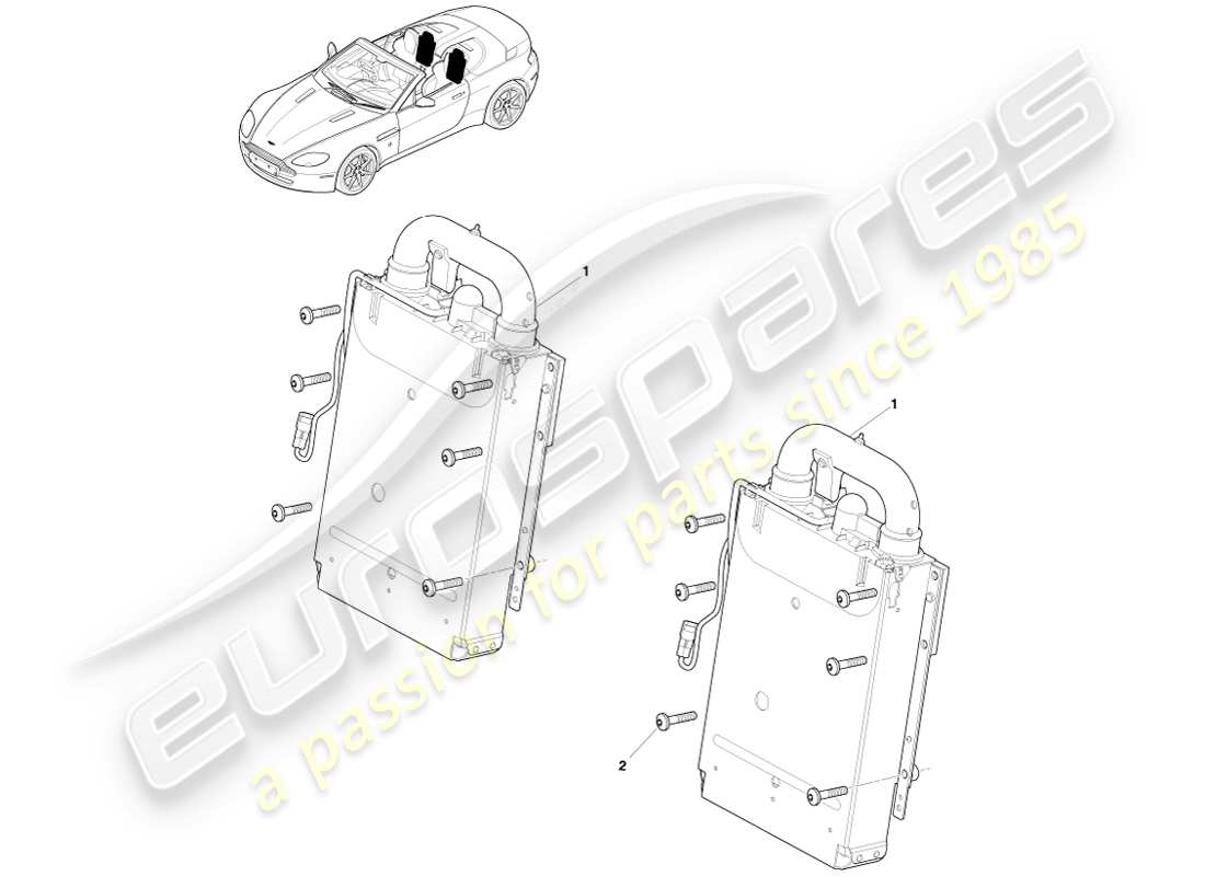 aston martin v8 vantage (2005) installation du rops, diagramme des pièces du roadster