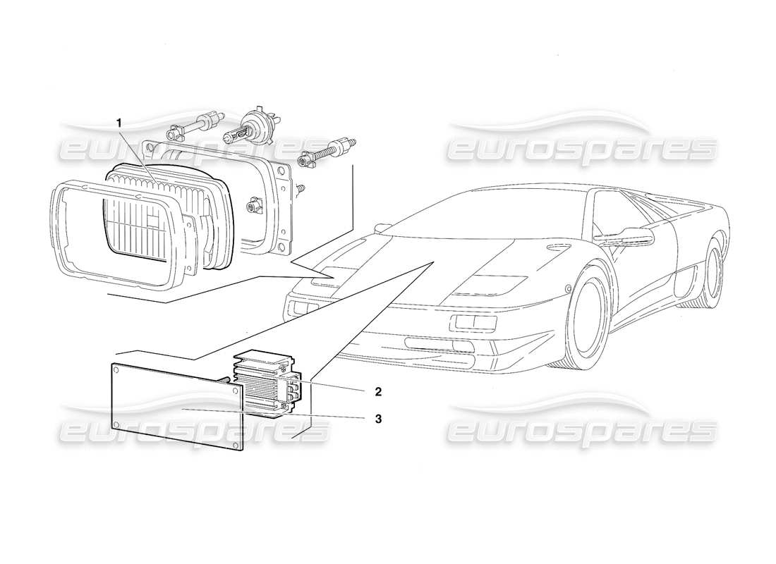 lamborghini diablo sv (1997) feux (valable pour rh d. - mars 1997) schéma des pièces