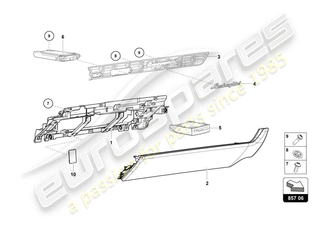 lamborghini sto (2021) boite à gants schéma des pièces