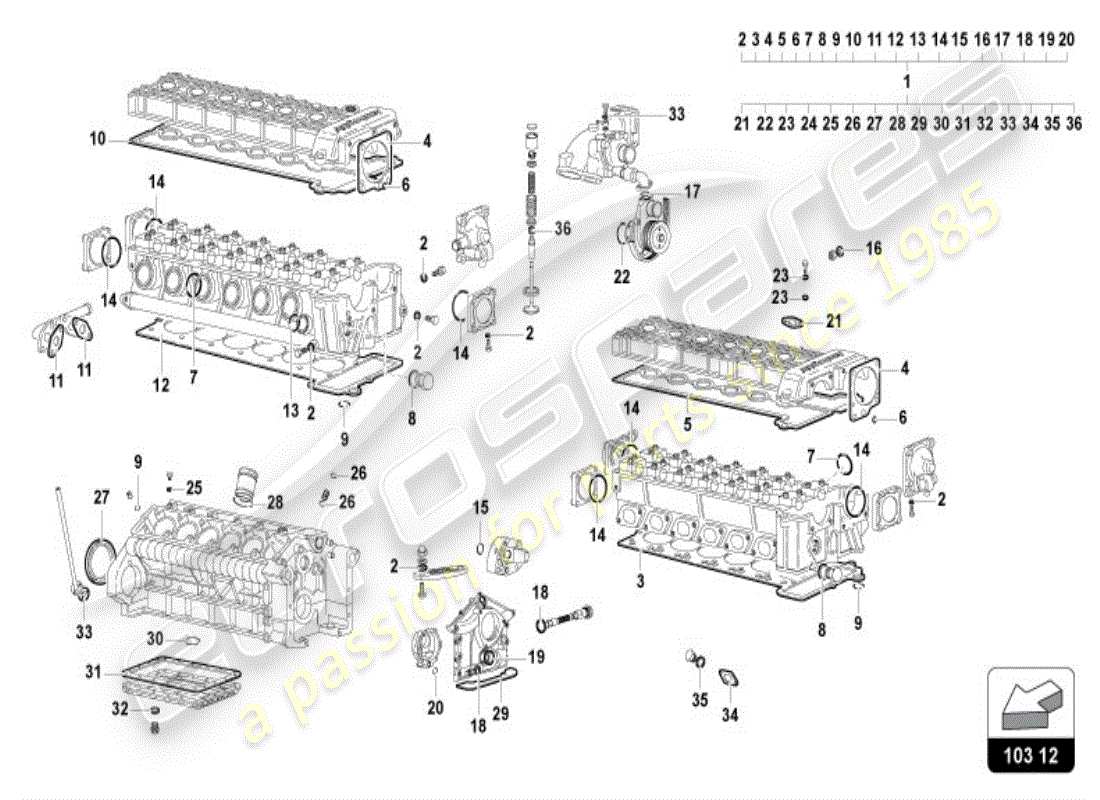 lamborghini diablo vt (1999) kit de joints moteur schéma des pièces