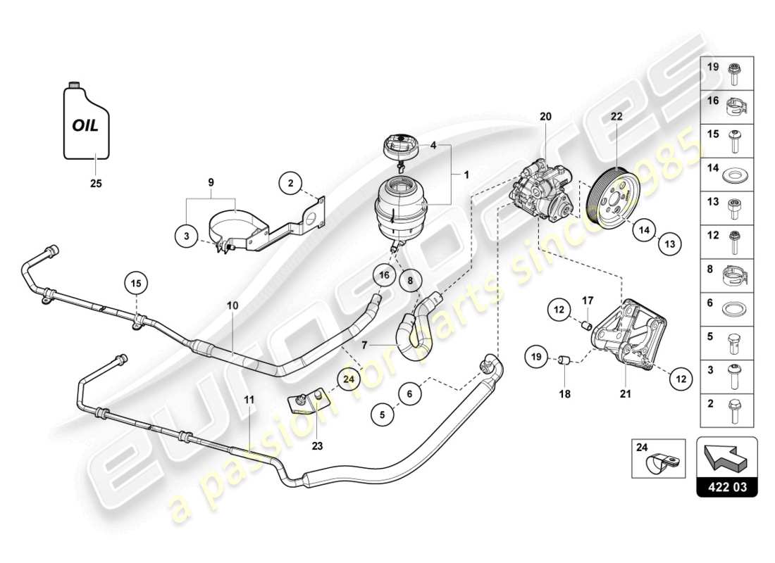 lamborghini countach lpi 800-4 (2022) pompe de direction assistée électrique schéma des pièces