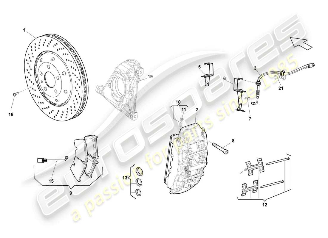lamborghini blancpain sts (2013) frein à disque avant schéma des pièces