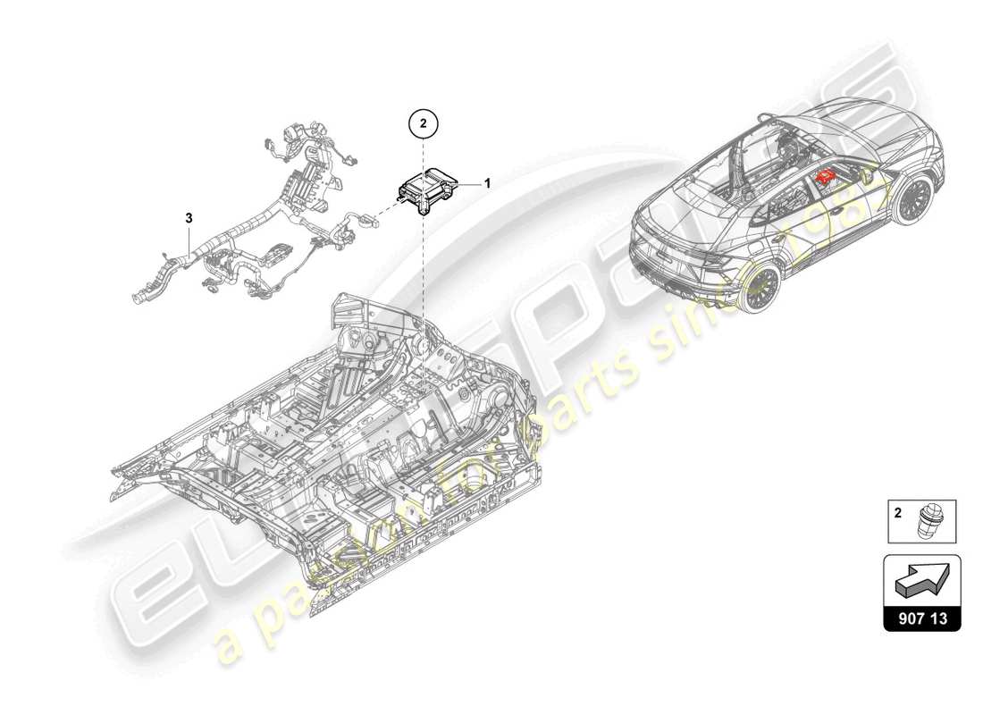 lamborghini urus performante (2024) unité de commande pour châssis schéma des pièces