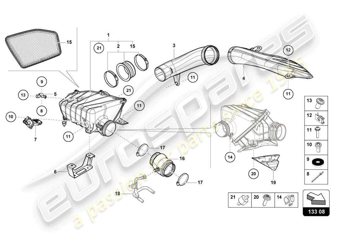 lamborghini sterrato (2024) boîtier de filtre à air schéma des pièces