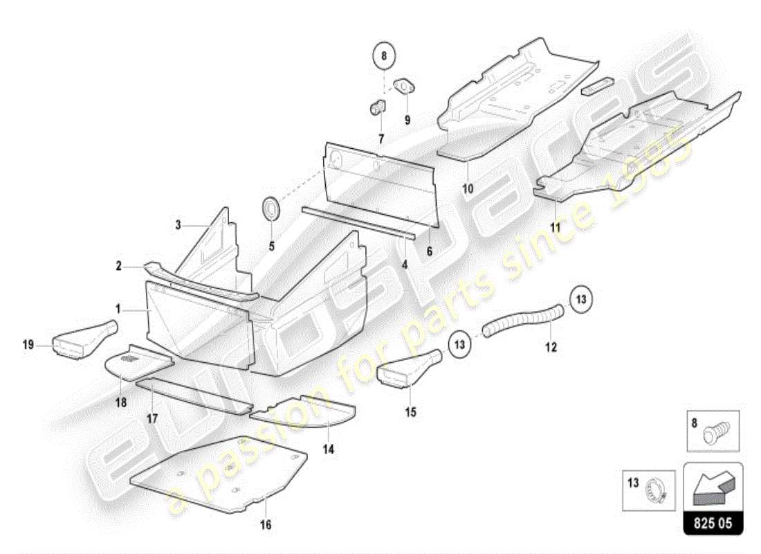 lamborghini diablo vt (1998) diagramme des pièces du panneau de garniture