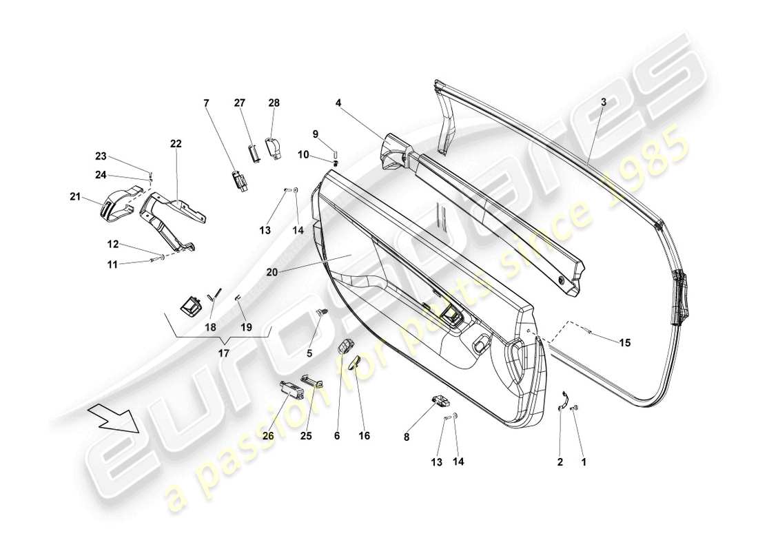 lamborghini blancpain sts (2013) panneau de porte schéma des pièces