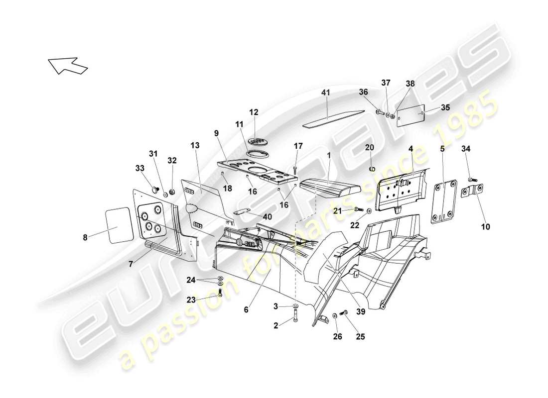 lamborghini lp670-4 sv (2010) console centrale schéma des pièces