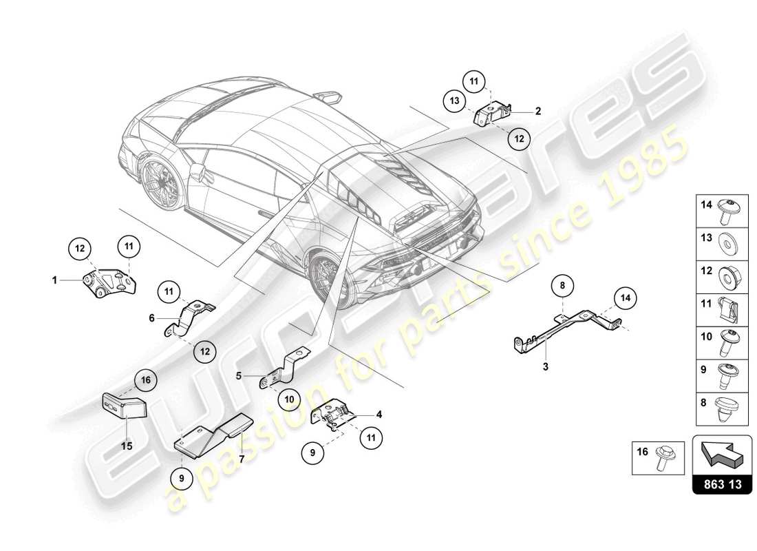 lamborghini evo coupe 2wd (2021) pièces de sécurisation pour moteur schéma des pièces