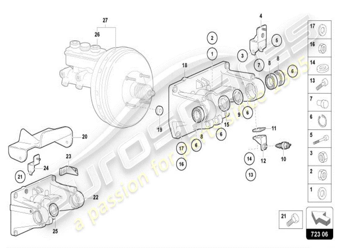 lamborghini diablo vt (1998) freinage et accélération. levier mech. diagramme de pièce
