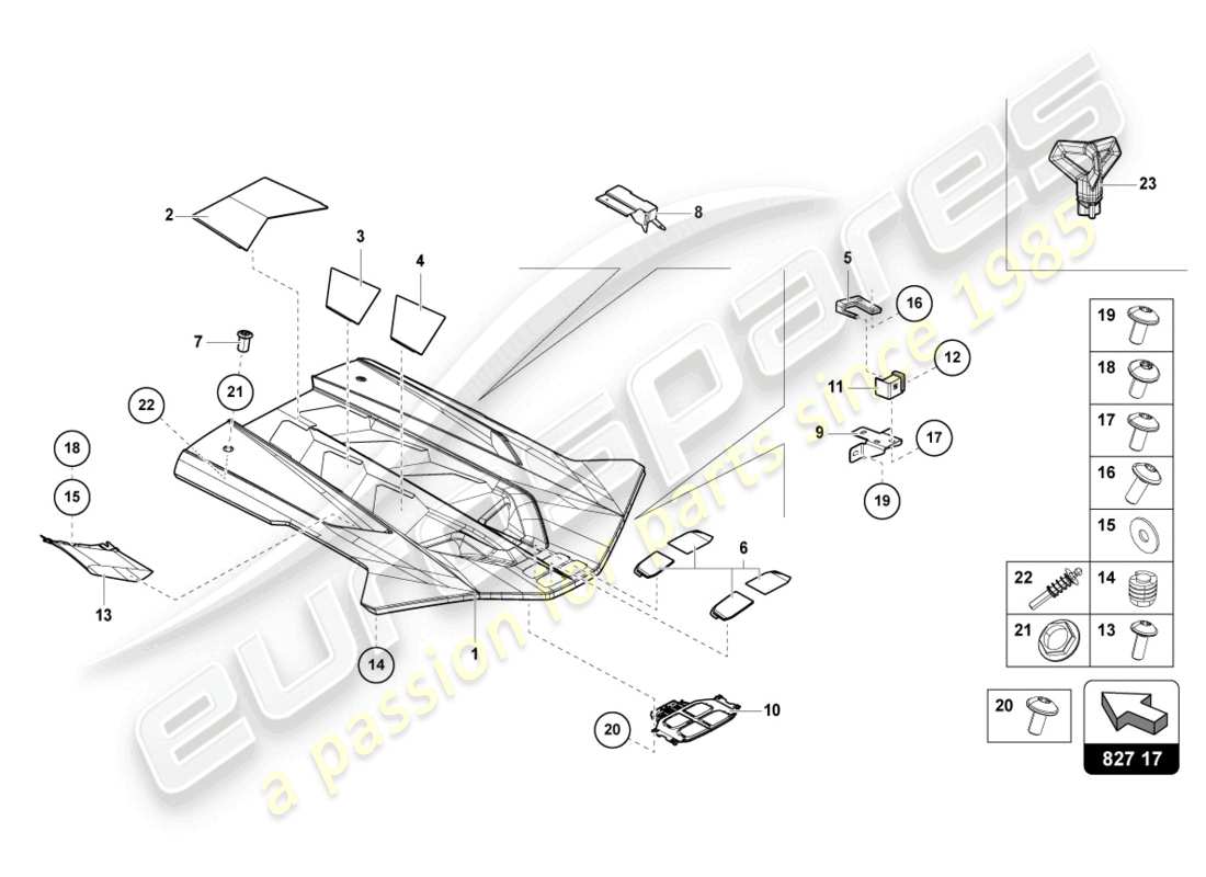 lamborghini sian roadster (2021) couvercle du compartiment moteur schéma des pièces